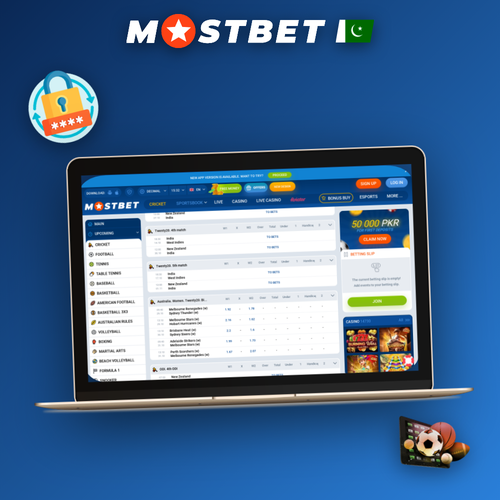 Mostbet for PC desktop client home view with sportsbook and casino on laptop in Pakistan